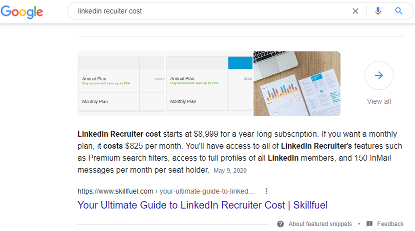 Google screenshot LinkedIn Blog Post